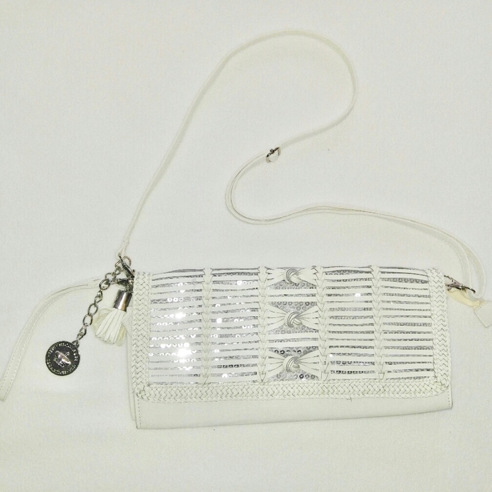 Nicole Lee White Sequins Clutch Purse NWOT